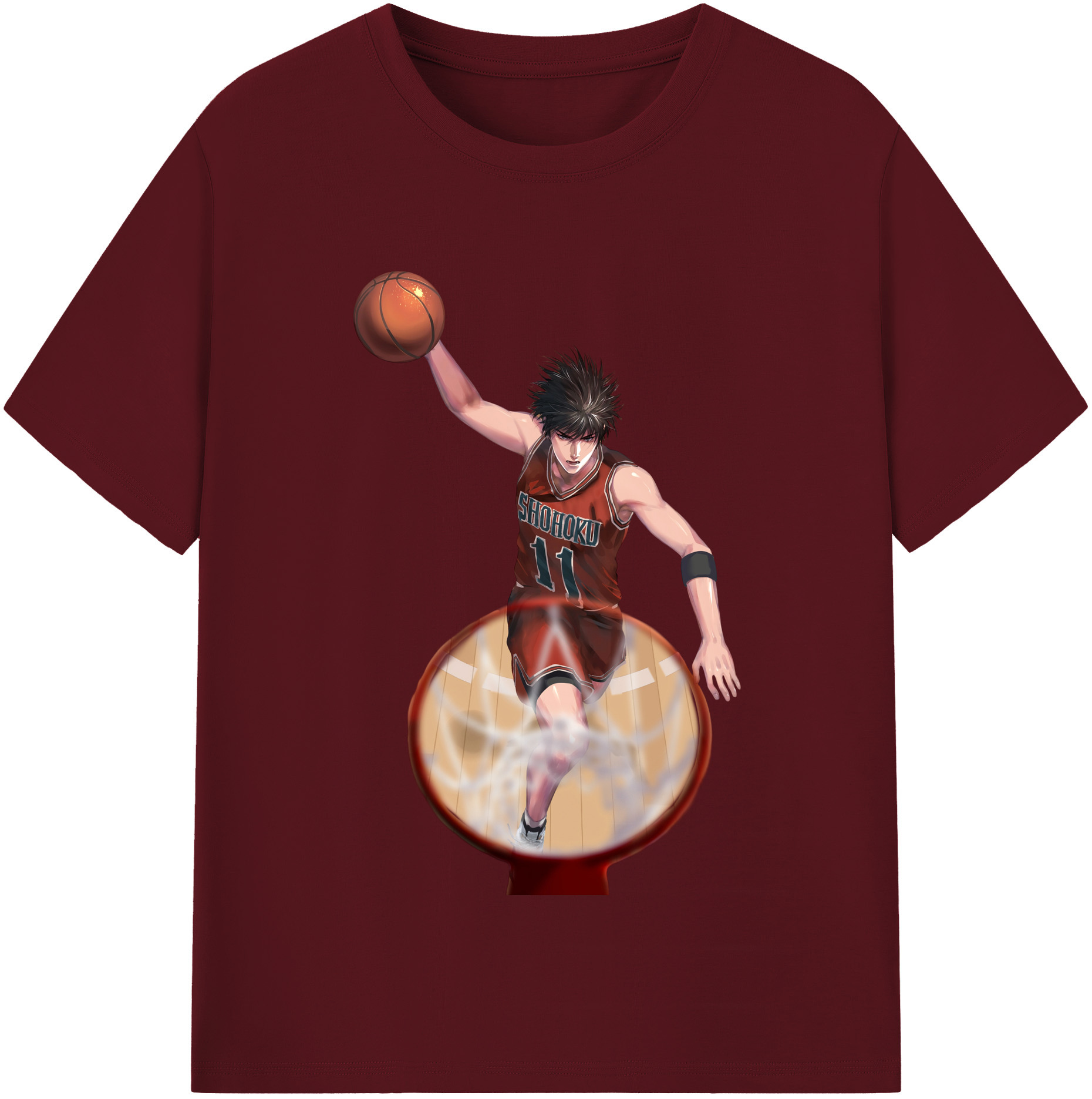 SLAM DUNK／スラムダンク 綿100％半袖Tシャツ（フロントプリント）